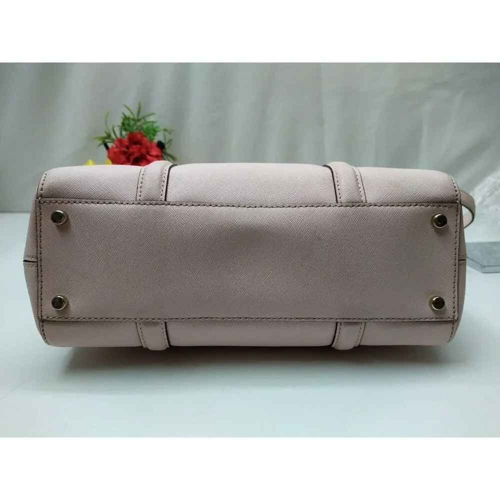 Kate Spade Newbury Lane Loden Pink Crossgrain Leather Carryall Satchel Bag